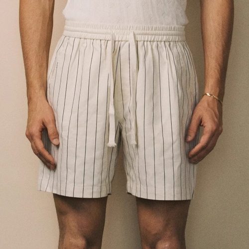 黑白条纹男女度假老钱风沙滩短裤