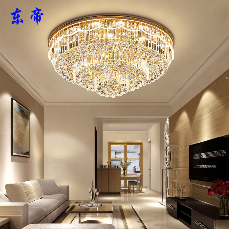 批发新款侧面发光LED客厅圆形水晶灯 S金长方形吸顶灯卧室温馨灯