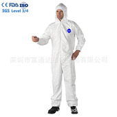 510K防渗水Cat iii一次性连体服level FDA 4带帽防护服Type