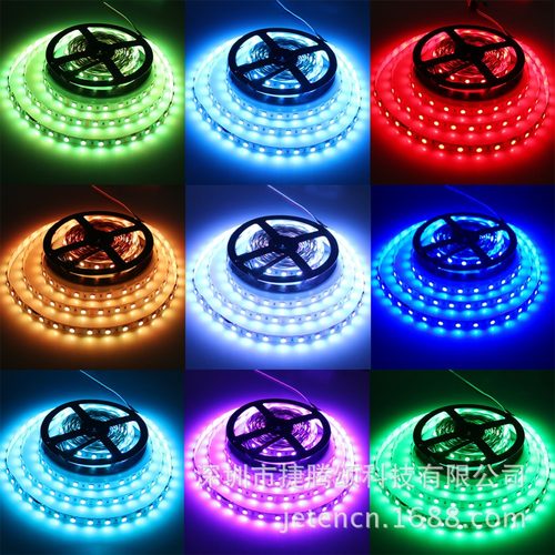新款LED灯带10米5050 RGB 60灯/米超高亮低压24V灯带现货