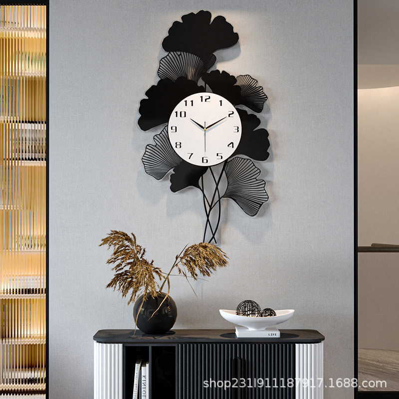 银杏树叶摇摆钟表挂钟客厅现代简约创意个性轻奢北欧网红家用时尚,模玩/动漫/周边/娃圈三坑/桌游,文化/体育周边,淘宝优惠券,粉丝福利购,淘宝优惠卷