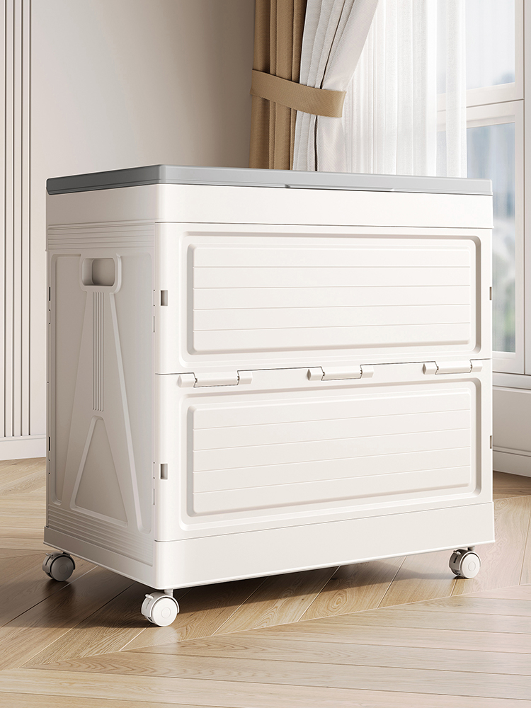 衣物收纳箱组织者大容量超大家庭翻转盖与车轮可折叠衣物被子收纳