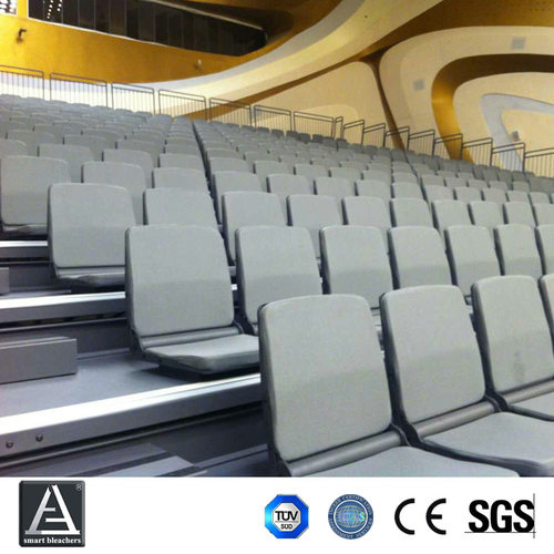 工厂定制电动手动伸缩式看台座椅可收拢活动移动看台软包折叠座椅