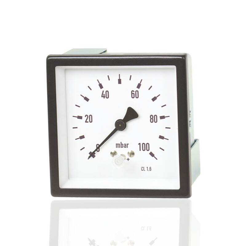 四方型膜盒微压表轴向织染机设备烧毛机用YESF-144Z 100mbar G1/2