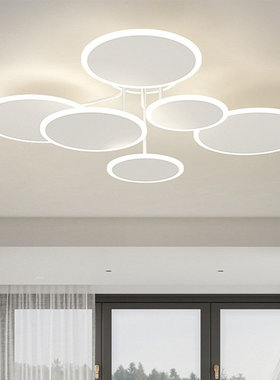 客厅灯现代简约大气卧室书房主灯极简白色网红餐厅灯具超亮吸顶灯