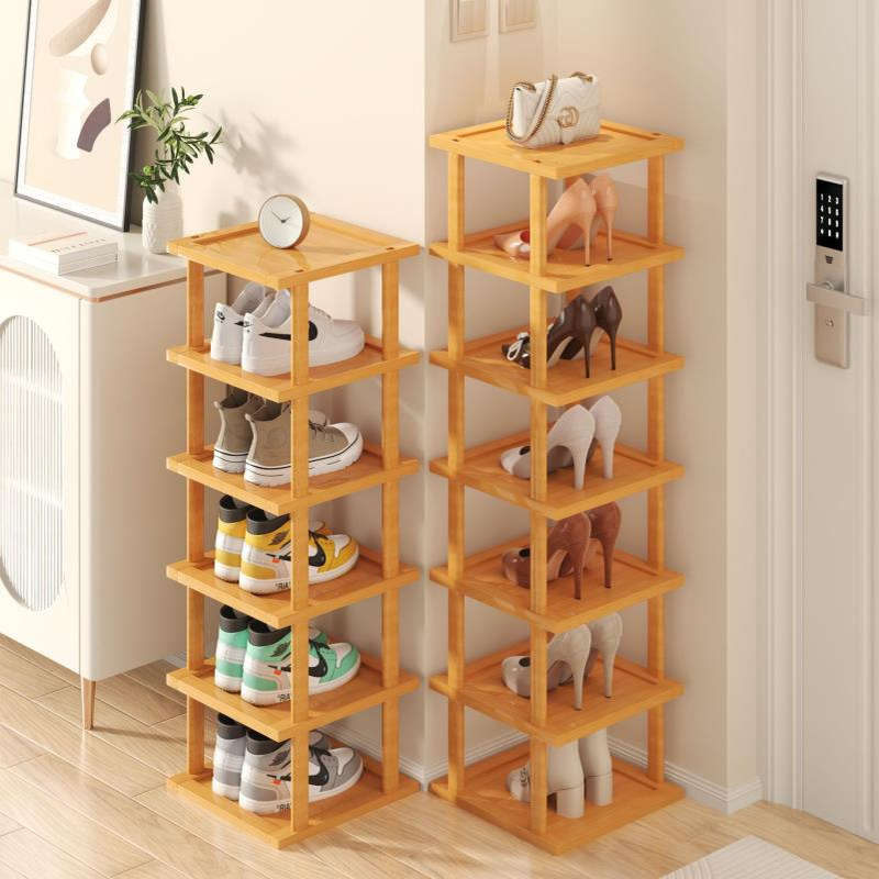 简易鞋架多层省空间家用门口入户窄小型竹鞋柜拼装组合鞋子展示架