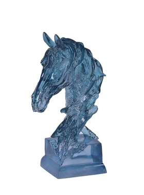 北欧轻奢浅蓝色马头树脂摆件酒店名宿美容院装饰用摆件艺术品