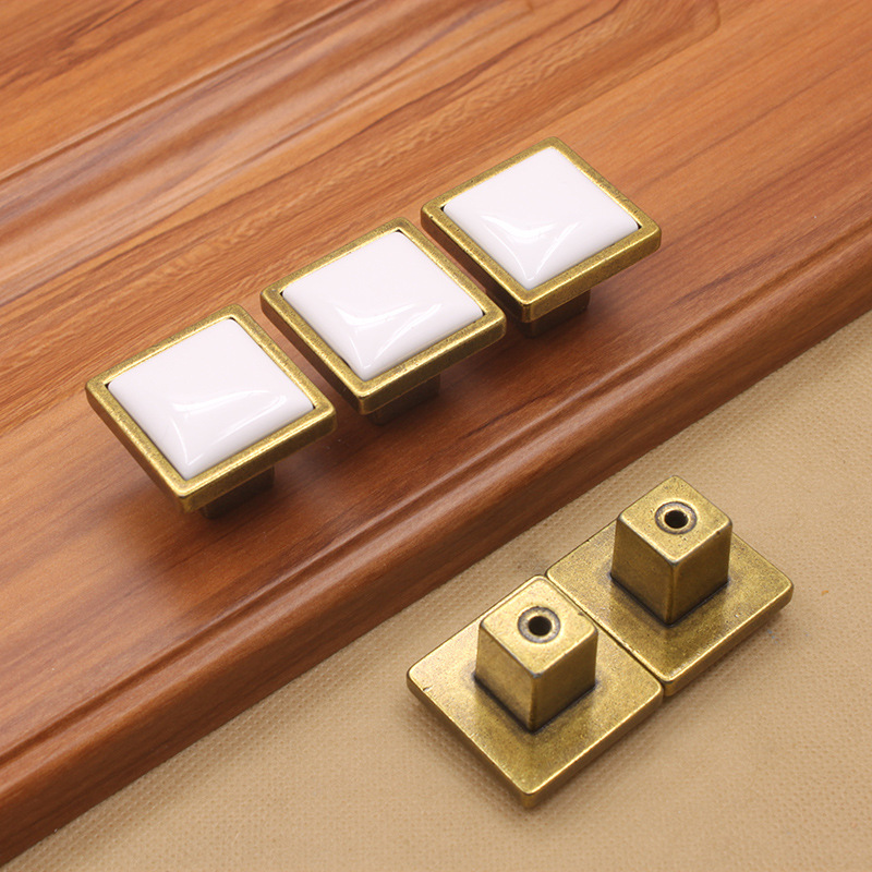 黑白橱柜抽屉衣柜方形单孔家具拉手欧式现代简约鞋柜门锌合金把手