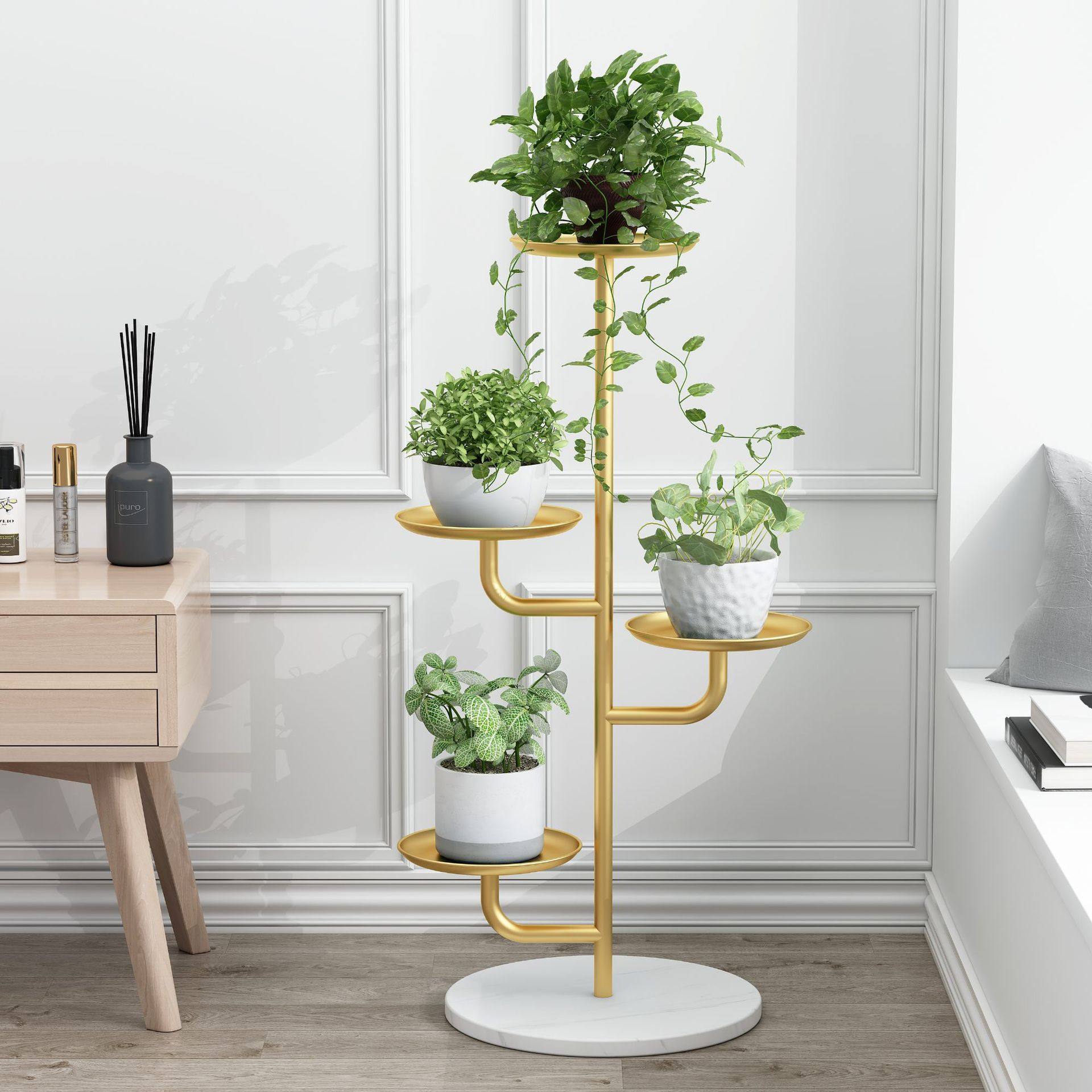 树形花架置物架客厅阳台轻奢简约现代北欧风格铁艺可移动多层落地