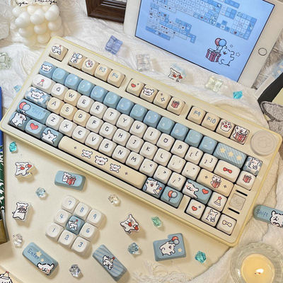 线条小狗键帽PBT五面热升华可爱hi75狼/蛛F87VGNV98机械键盘键帽