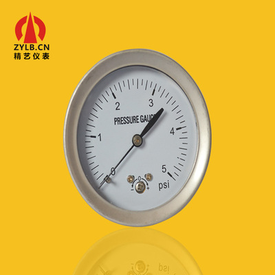 供应微压力表膜盒压力表不锈钢压力表低压力表Y65 5psi工厂直批