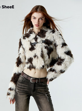 Vone SheeE 美式辣妹环保仿皮草毛毛外套短款女小个子2025秋冬女