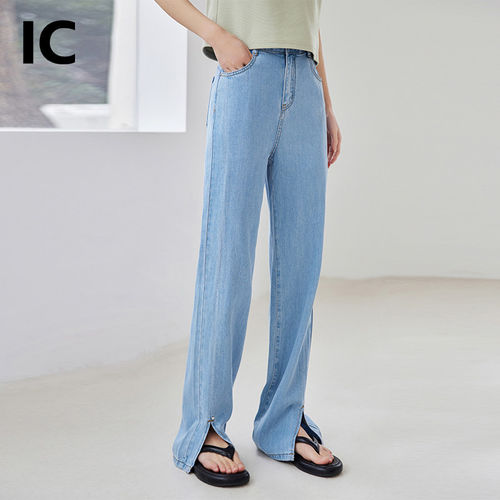 【倩姐严选】IC浅色修身直筒牛仔裤女春季通勤宽松阔腿