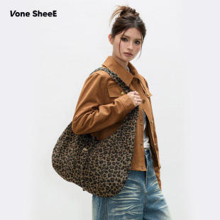 豹纹包包复古单肩大容量托特包女2025初春百搭手提通勤