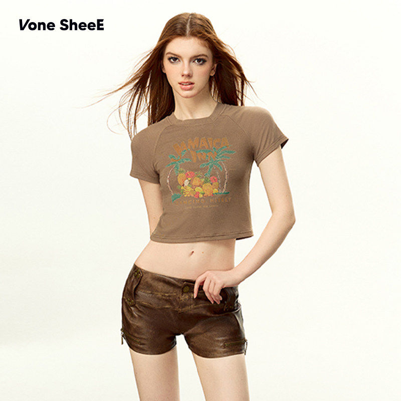 【昕怡专享】VoneSheeE美式夏天复古气质短款辣妹不规则设计感小,女装/女士精品,T恤,淘宝优惠券,粉丝福利购,淘宝优惠卷