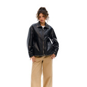 复古擦色黑色加厚皮衣外套上衣女宽松 SheeE美式 昕怡专享 Vone