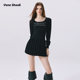 SheeE 高级感辣妹长袖 针织裙修身 Vone 显瘦连衣裙女2025新款 裙子