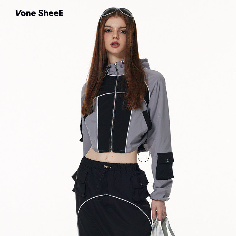 Vone sheeE早秋美式复古辣妹小香风高级抽绳休闲运动工装套装裙女,女装/女士精品,时尚套装,淘宝优惠券,粉丝福利购,淘宝优惠卷