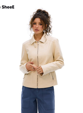 Vone SheeE美式复古皮衣夹克外套女秋冬2025新款宽松辣妹穿搭衣服
