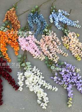 6叉加密阿勃勒183个花紫藤壁挂花婚礼堂吊顶垂吊挂墙上的软装花藤