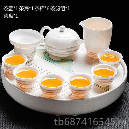 正品2泡02茶5新款功夫盘茶具套装壶家用羊脂玉白瓷功夫茶茶杯轻奢