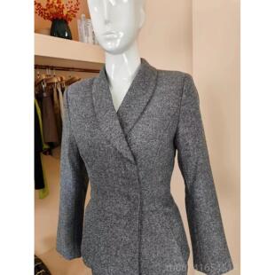 新款 正品 大码 工作服2023秋季 高冬灰色西服套黄金周珠级宝店工 长袖