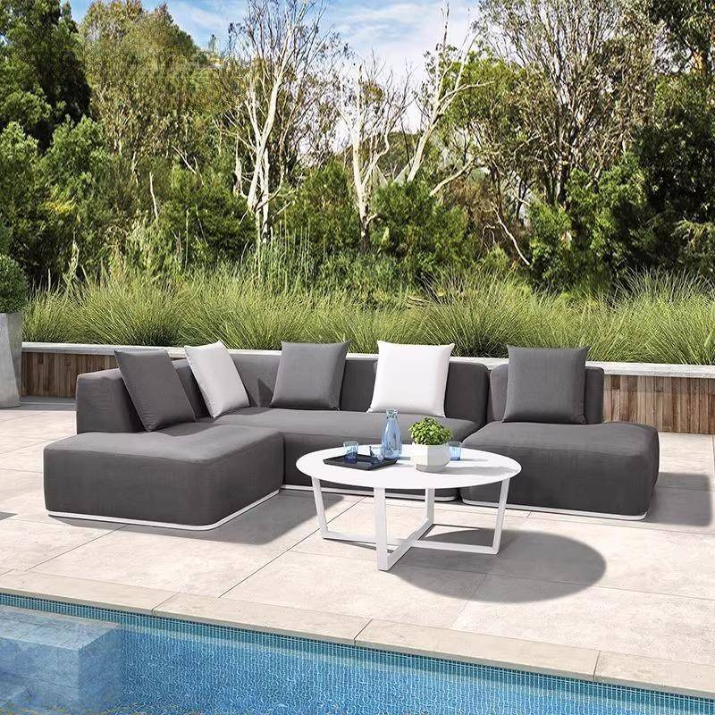 定制户外沙发茶几组合铝合金防水布艺花园庭院别墅露天酒店家具