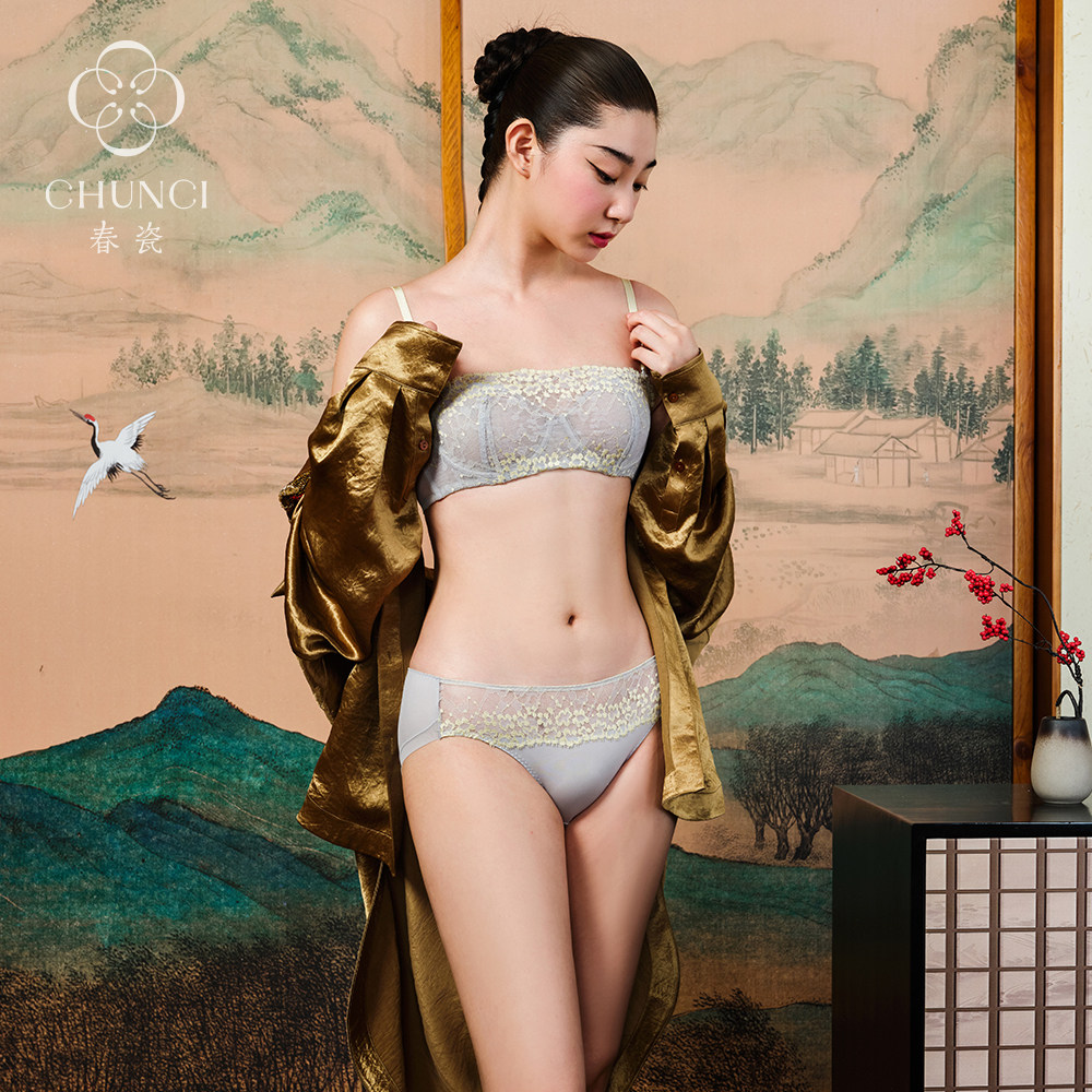 春瓷CHUNCI曲江夜宴系列【月汐】列维丝手工蕾丝女士抹胸内衣新款