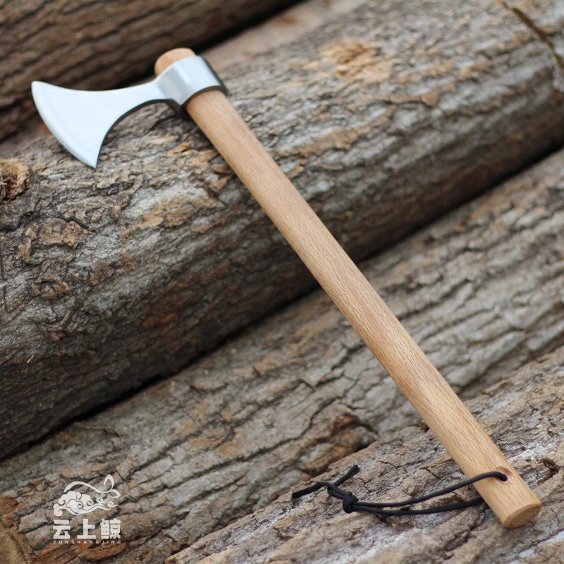 55号锰钢锻打燕尾斧青冈木加长斧柄维京战斧户外野营印第安小斧子