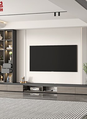 意式轻奢风电视柜落地收纳储物柜一体客厅家用展示柜小户型4D105