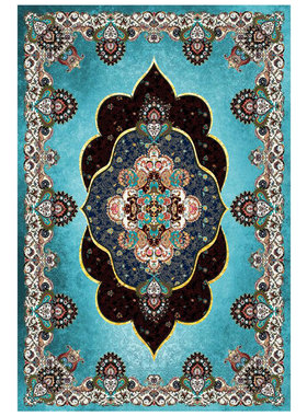 蓝色土耳其欧式波斯地毯客厅茶几毯家用地垫卧室床边尾复古大面积