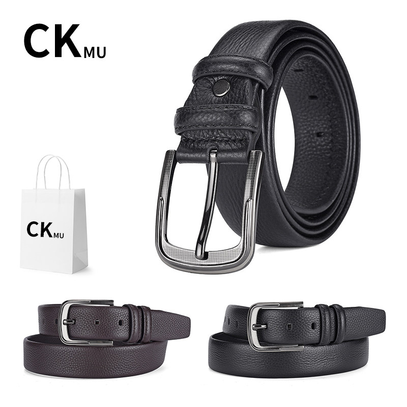 正品ck mu旗舰店皮带男牛皮针扣男士夏季腰带休闲青年配牛仔裤带