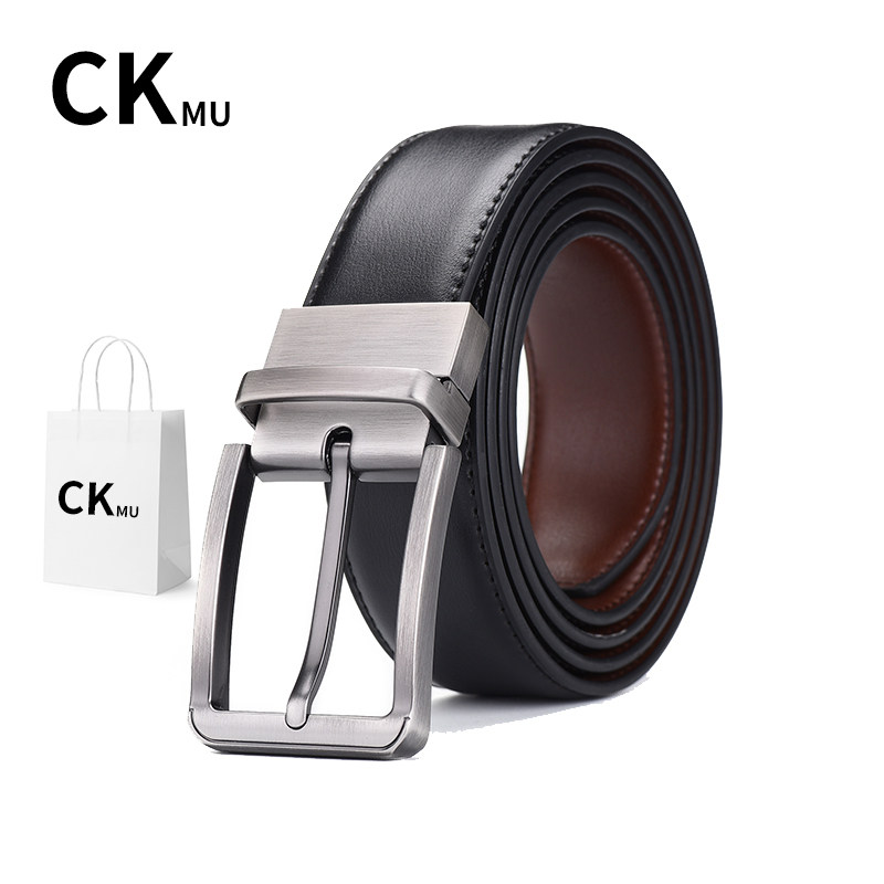 CK mu男士皮带商务休闲双面针扣皮带潮青年时尚百搭腰带男款裤带
