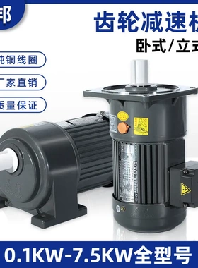 卧式变频齿轮减速电机交流三相微型电机200W380v齿轮减速电机