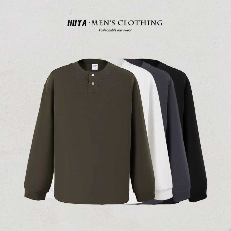 虎牙兄弟秋冬糯米双面暖绒高级感双粒扣领休闲百搭长袖卫衣Z6319