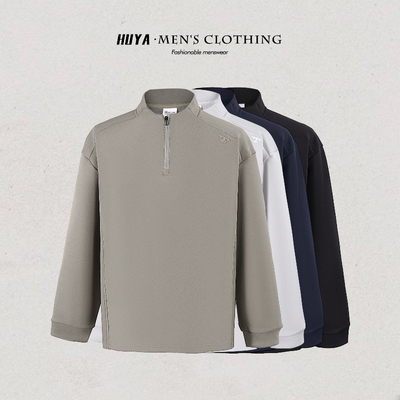 虎牙兄弟冬季莱赛尔桑蚕丝绵羊毛半开拉链云朵羊绒加绒卫衣 Z8707