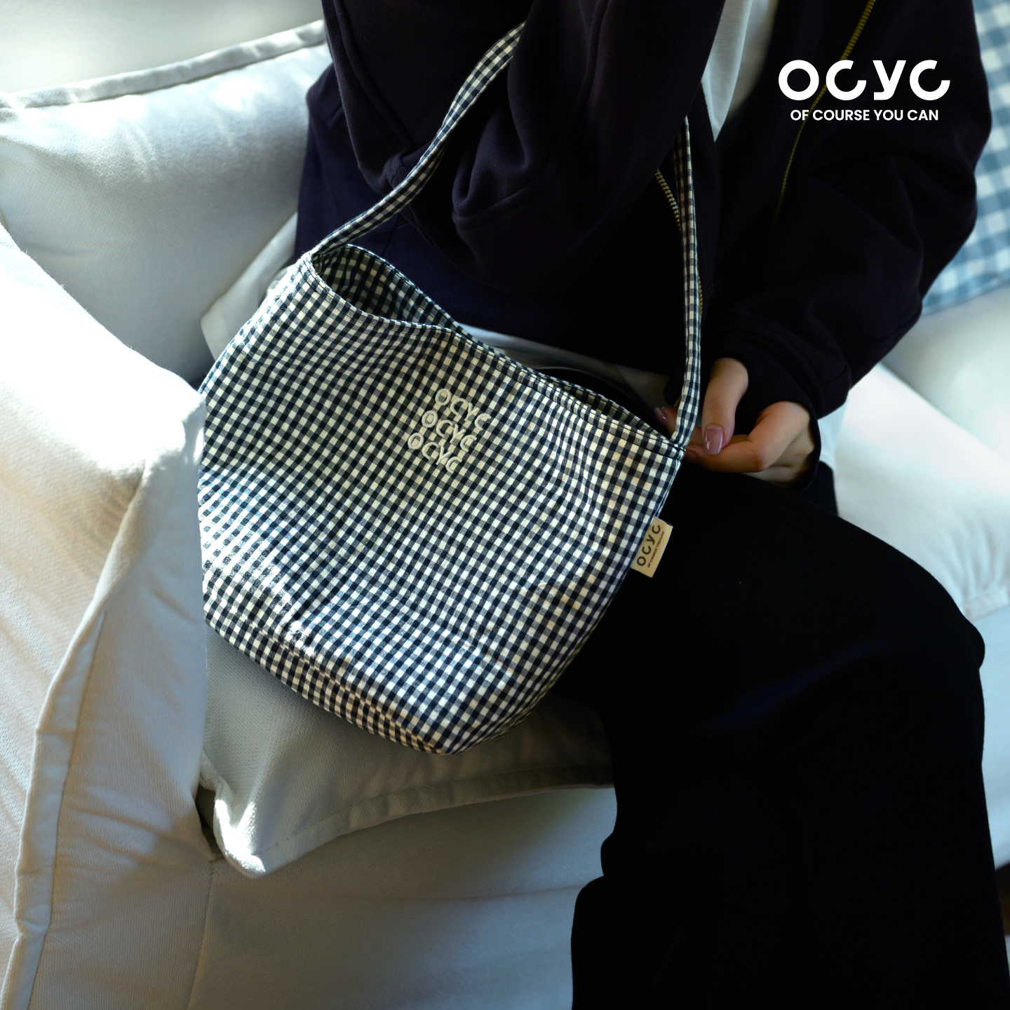 OCYC女休闲通勤韩国文艺复古格子纹时尚手提单肩腋下包,箱包皮具/热销女包/男包,时尚帆布包,淘宝优惠券,粉丝福利购,淘宝优惠卷