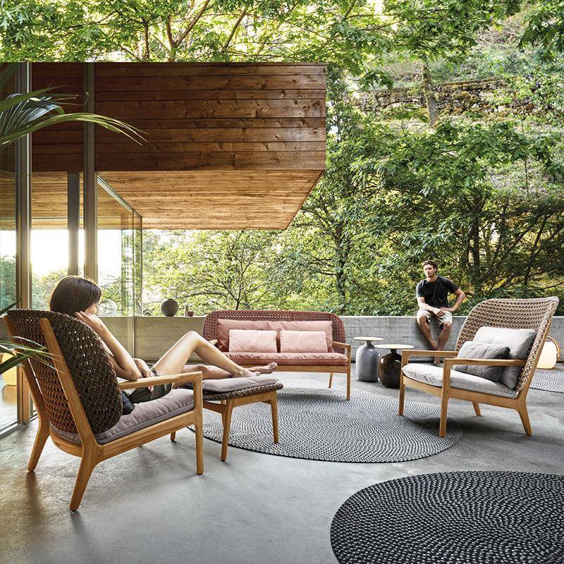 户外休闲柚木藤编沙发茶几组合庭院别墅酒店阳台摇椅创意网红家具