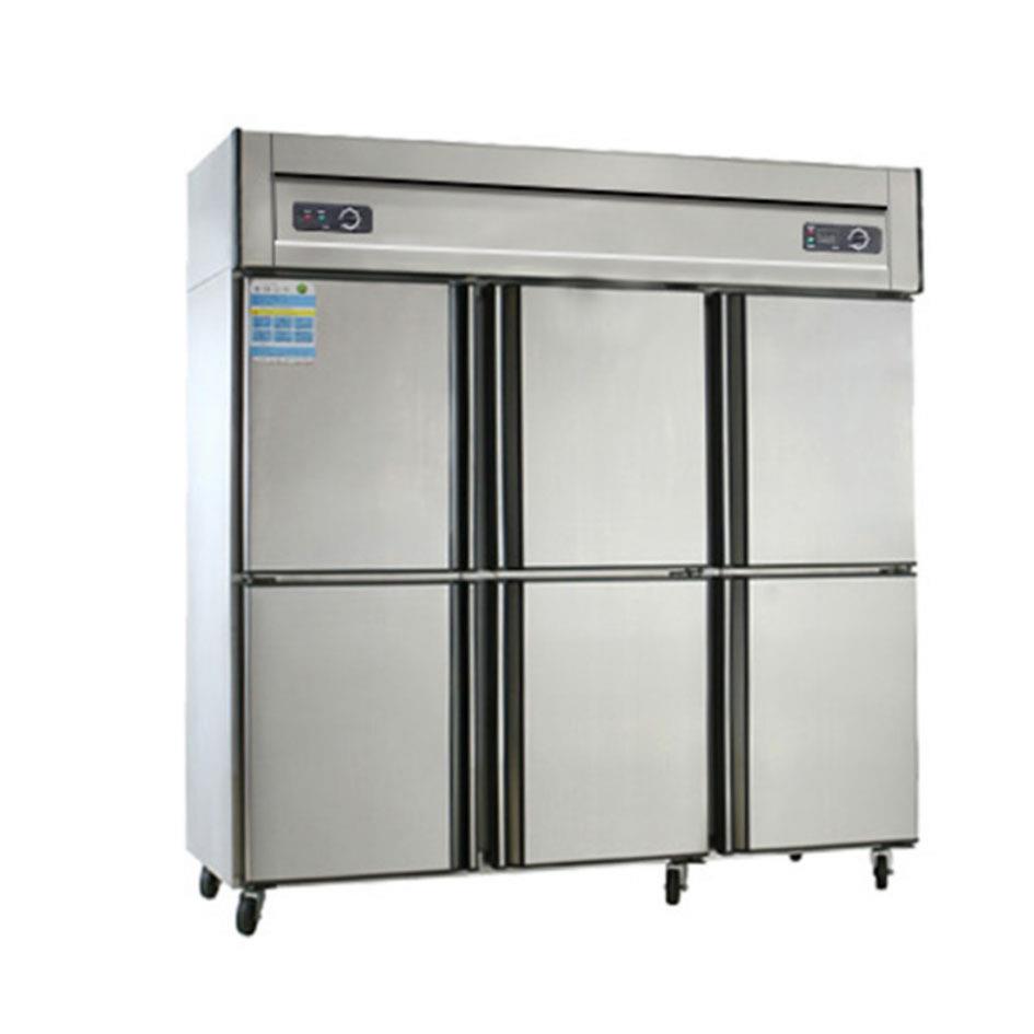 杭宝六门冰箱冷藏冷冻双温冰柜工程款食堂酒店厨房商用不锈钢冷柜