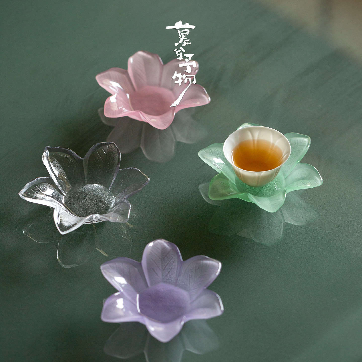 慕兮手工玻璃花瓣防滑隔热杯垫图片