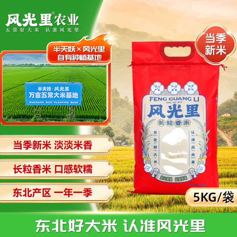 风光里红袋东北长粒香米5KG装 好吃下饭东北大米五常直发现磨大米,粮油调味/速食/干货/烘焙,大米,淘宝优惠券,粉丝福利购,淘宝优惠卷