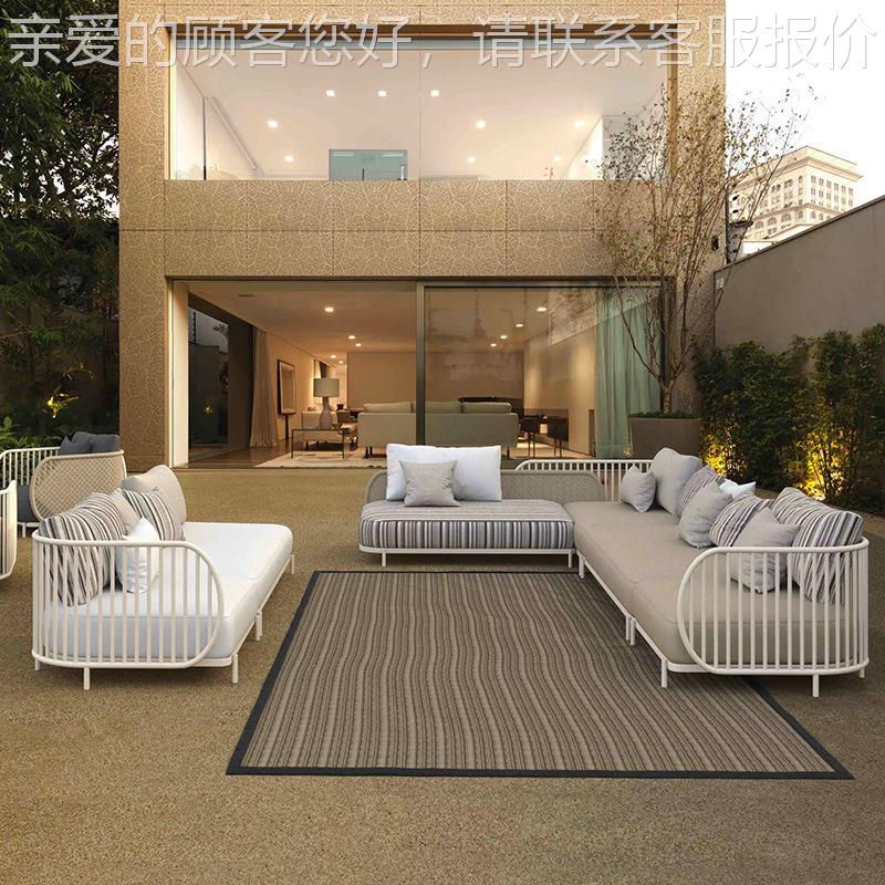 户外藤编光沙发组合阳庭院民宿防水不锈钢设计别墅酒房师店家具