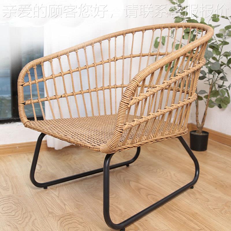 户外编沙发室外酒店休闲藤阳椅台沙发椅单人藤沙发露天藤#-0169新