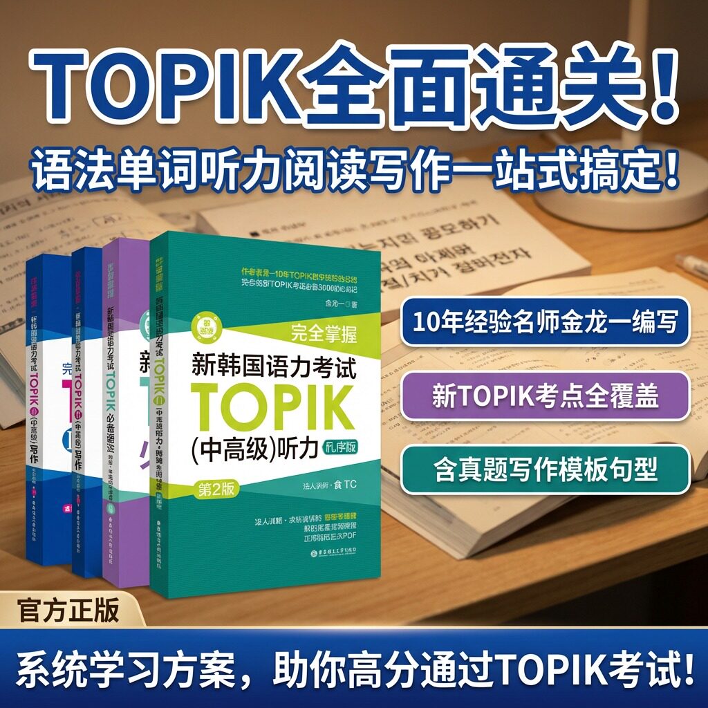 华理社新韩国语能力考试中高级TOPIKⅡ必备单词金龙一韩语初级1-2级3-6级必备语法听力阅读写作大作文历年真题词汇完全掌握考前对