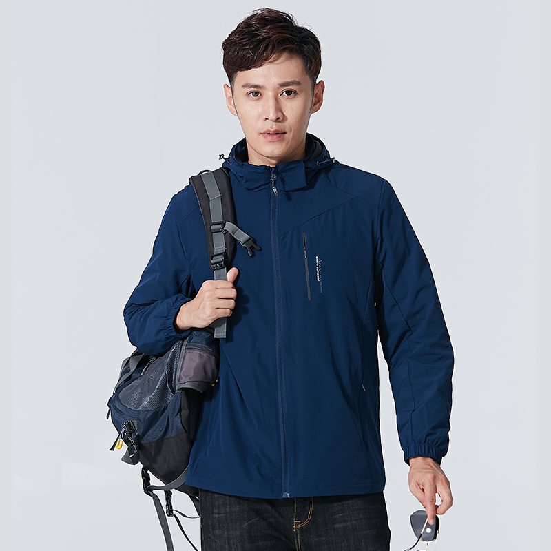 弹力冲锋衣女春秋薄款女s加大码单层防风透气外套四季登山服男单