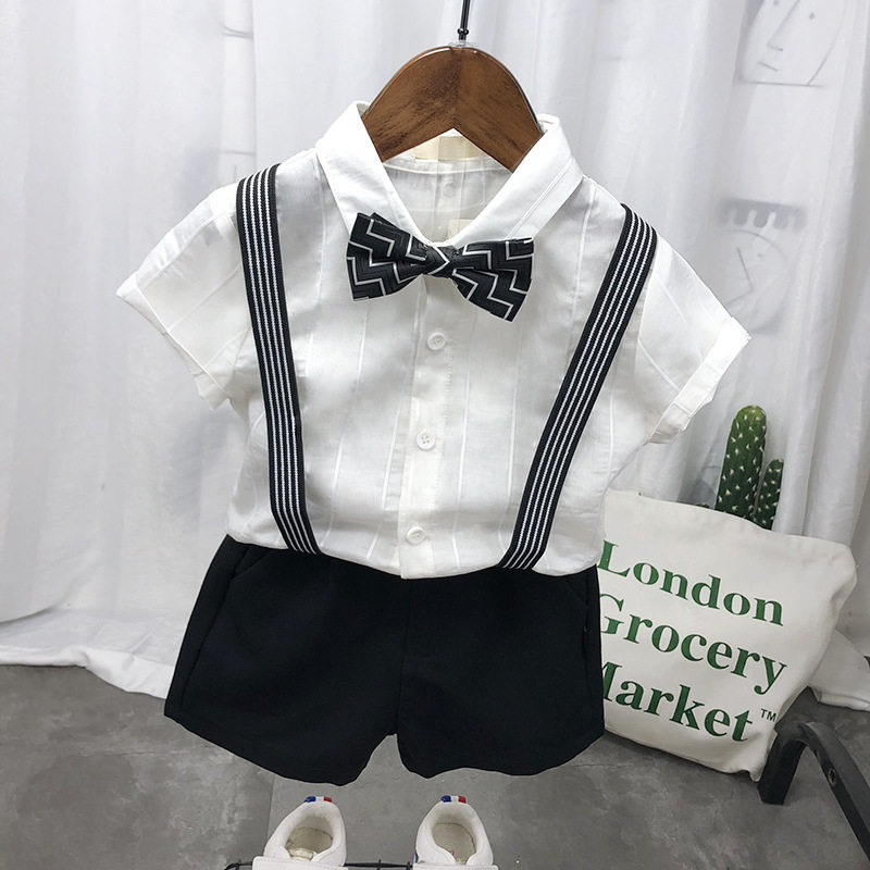 儿童短袖条纹衬衫2021夏款礼儿童礼服