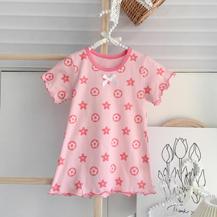 女宝宝夏季 睡衣裙子中小童纯棉秋季 外穿0 5岁 连衣裙i儿童2023新款