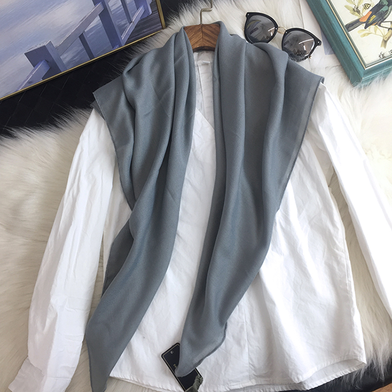 纯色90cm大方巾春夏季防晒百搭时D尚丝巾空调房护肩背披肩保暖围