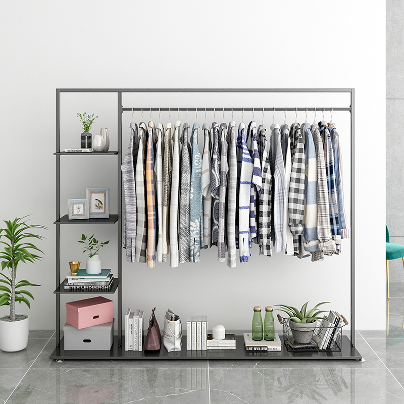 室内简易晾衣架挂衣架落地v卧室单杆式衣帽架衣服架子多功能收纳