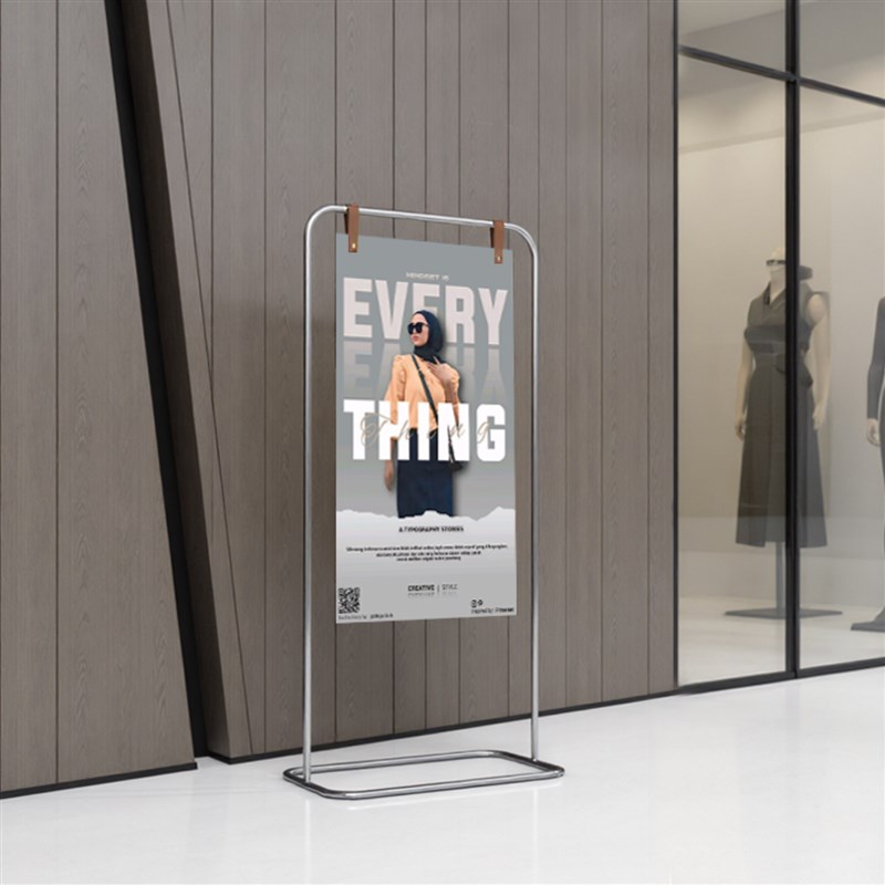 不锈钢广告架 店铺落地立式海报A架立牌广告牌压克力悬挂式展示架